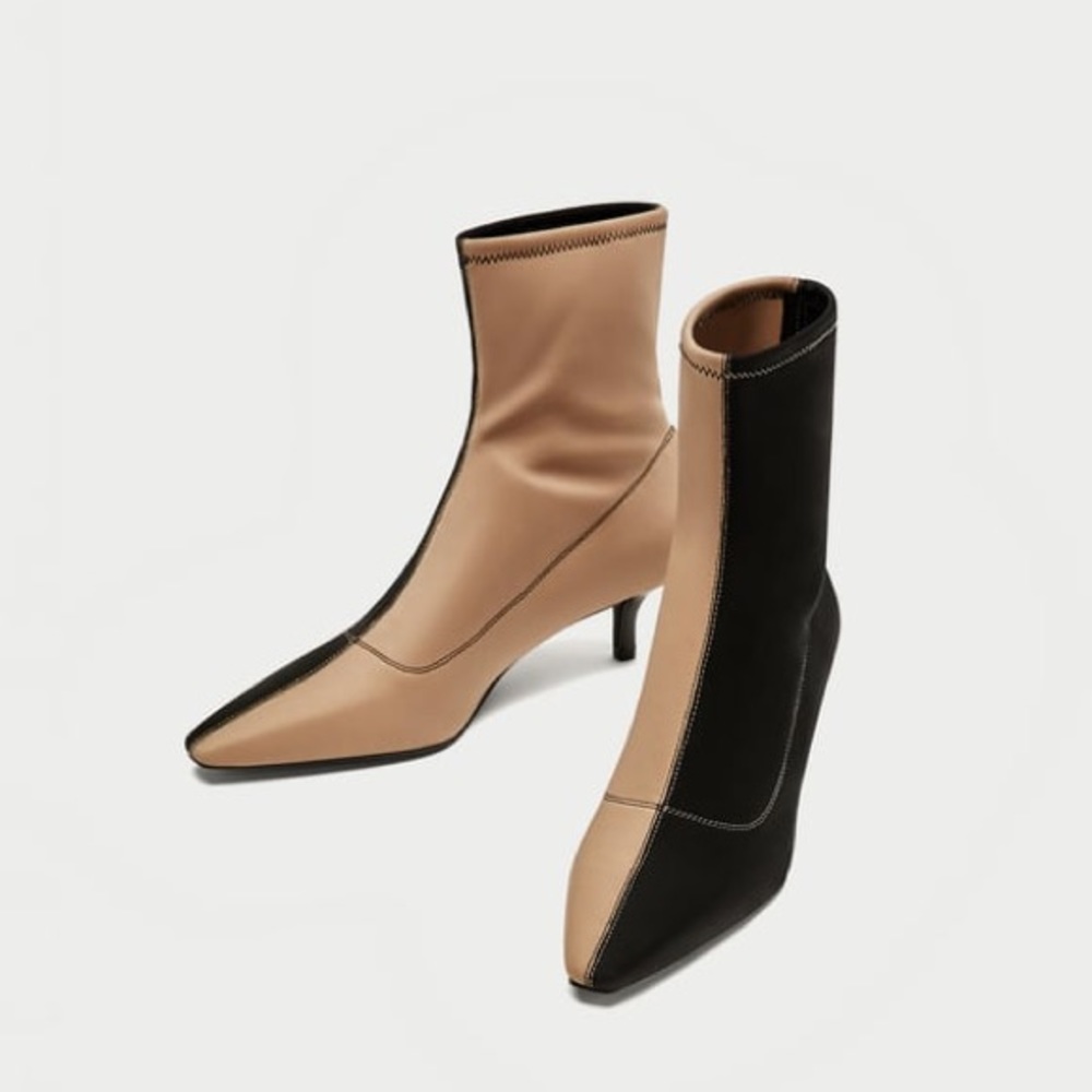 Zara Two Tone Ankle Booties